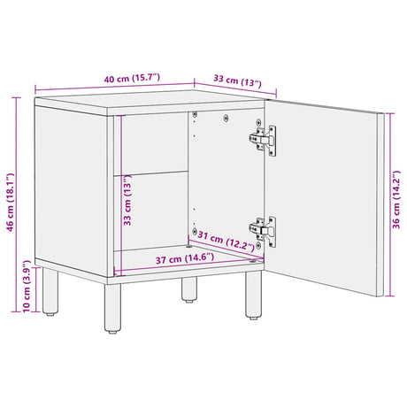 Bedside Cabinet 2 Pcs Black 40X33X46 Cm Solid Wood Mango