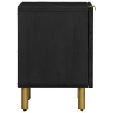 Bedside Cabinet 2 Pcs Black 40X33X46 Cm Solid Wood Mango