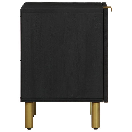 Bedside Cabinet 2 Pcs Black 40X33X46 Cm Solid Wood Mango