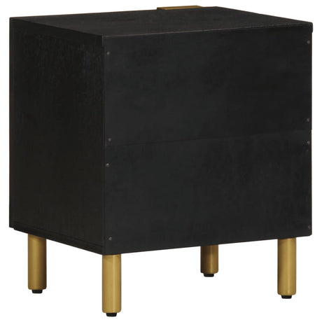 Bedside Cabinet 2 Pcs Black 40X33X46 Cm Solid Wood Mango