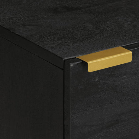 Bedside Cabinet 2 Pcs Black 40X33X46 Cm Solid Wood Mango