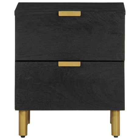 Bedside Cabinet 2 Pcs Black 40X33X46 Cm Solid Wood Mango
