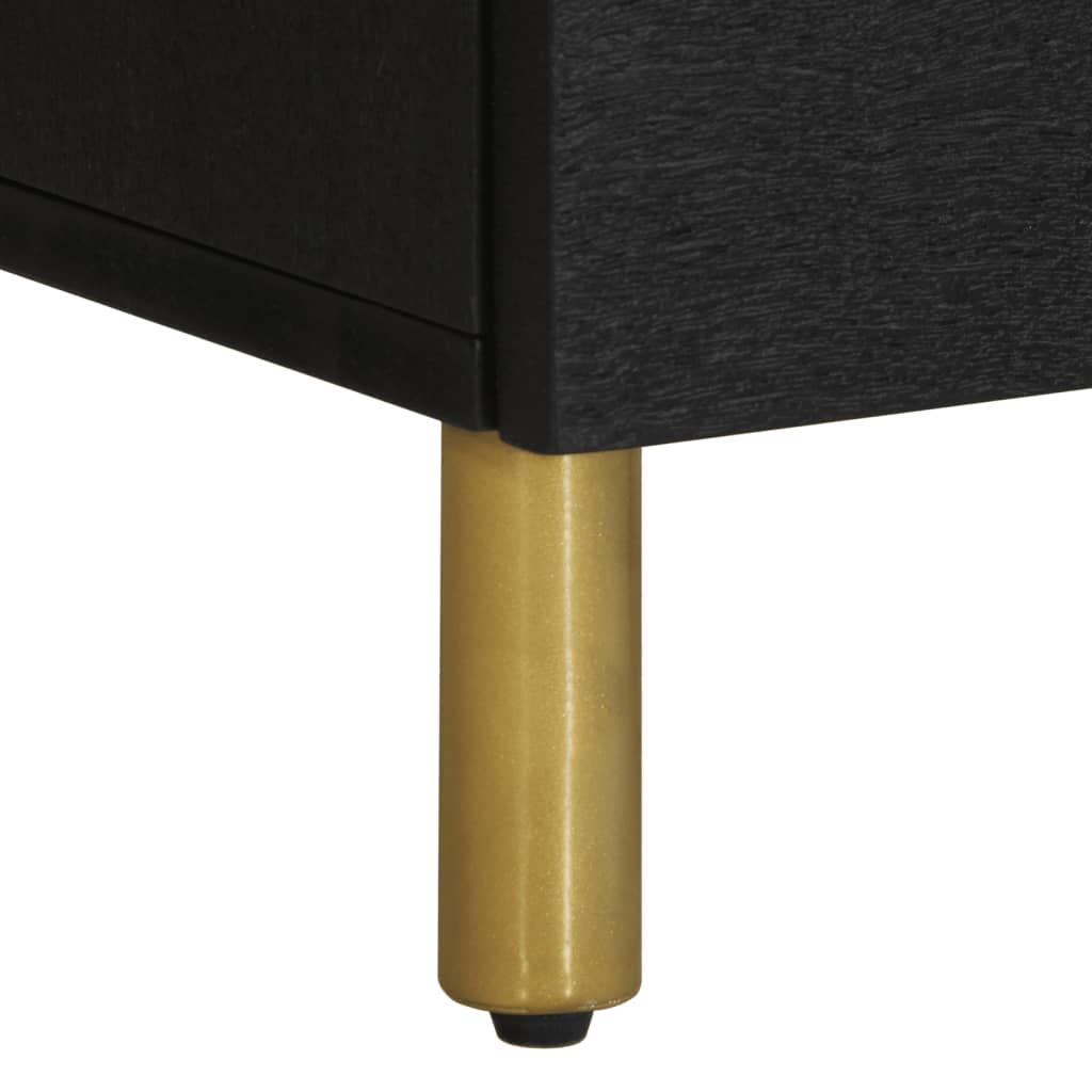 Bedside Cabinet 2 Pcs Black 40X33X46 Cm Solid Wood Mango