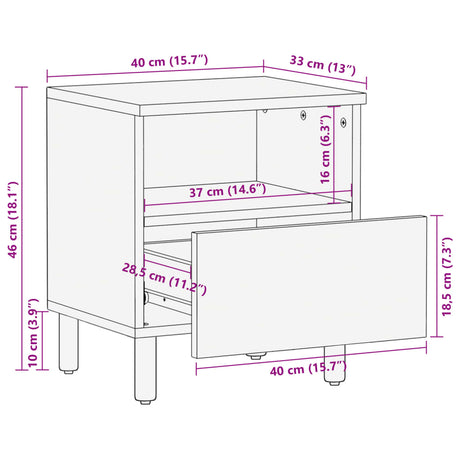 Bedside Cabinet Black 40X33X46 Cm Engineered Wood