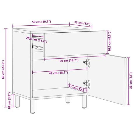 Bedside Cabinet Black 50X33X60 Cm Engineered Wood
