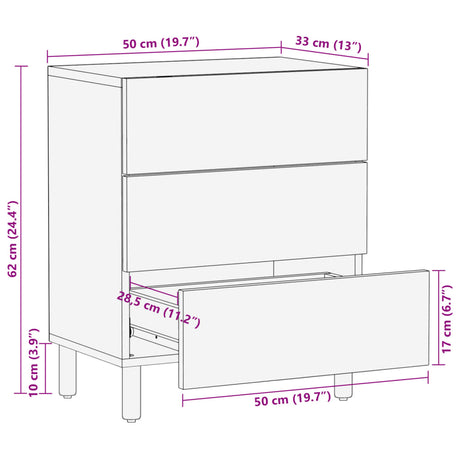 Bedside Cabinet Black 50X33X62 Cm Engineered Wood