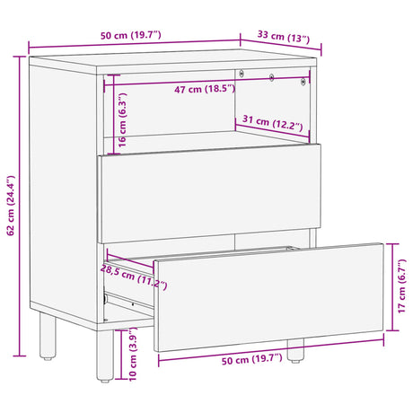 Bedside Cabinet Black 50X33X62 Cm Engineered Wood