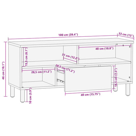 Tv Cabinet Black 100X33X46 Cm Engineered Wood