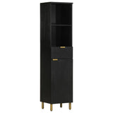 Bathroom Cabinet Black 38X33X160 Cm Solid Wood Mango