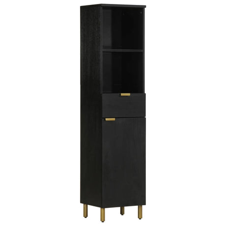 Bathroom Cabinet Black 38X33X160 Cm Solid Wood Mango