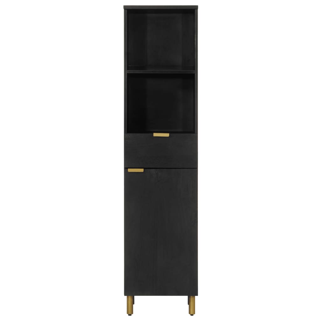 Bathroom Cabinet Black 38X33X160 Cm Solid Wood Mango
