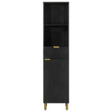 Bathroom Cabinet Black 38X33X160 Cm Solid Wood Mango
