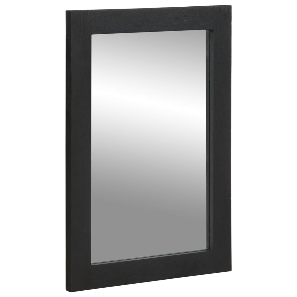 Bathroom Mirror Black 50X70X2.5 Cm Engineered Wood And Brass