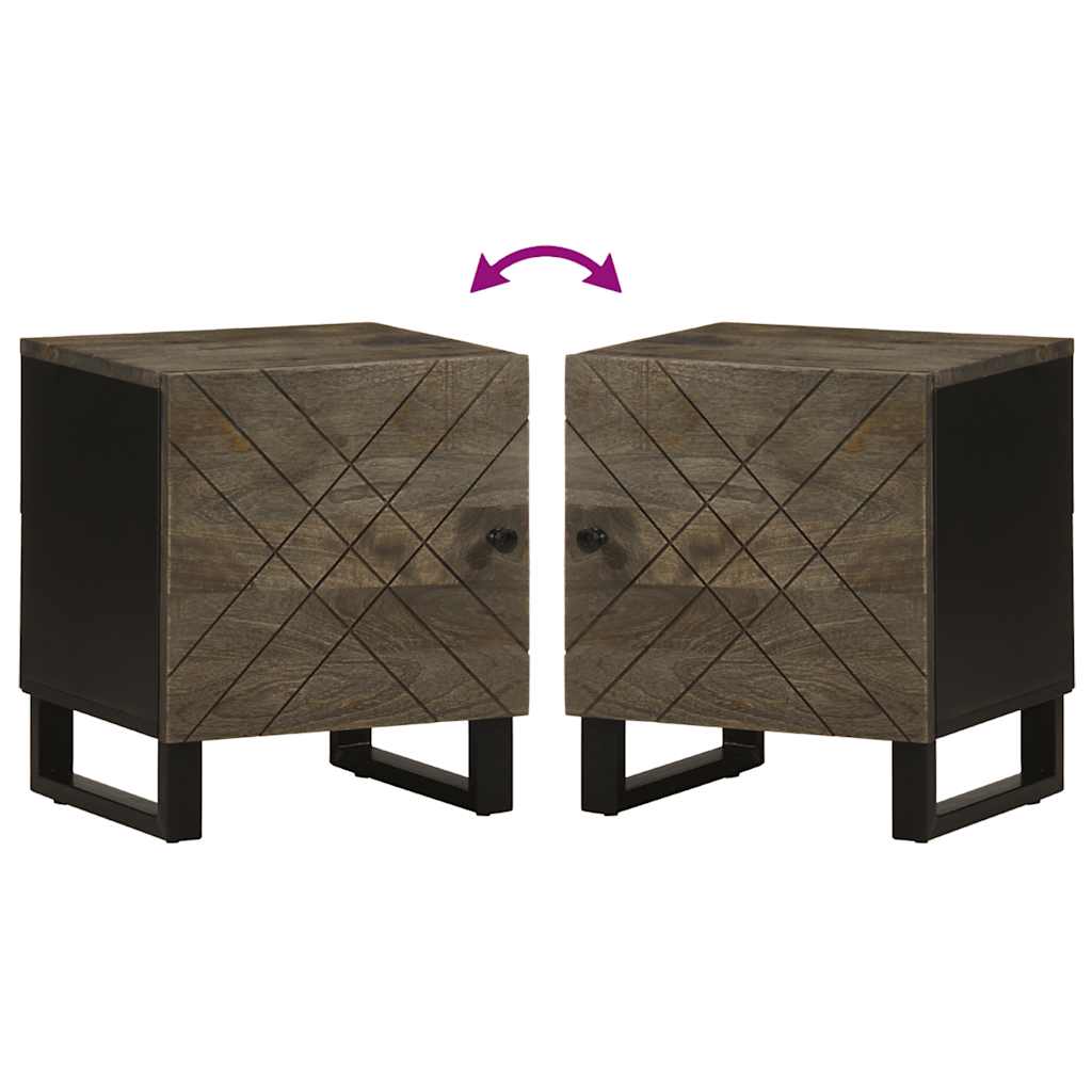 Bedside Cabinet Black 40X33X46 Cm Solid Wood Mango