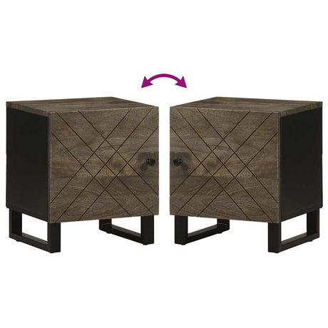 Bedside Cabinet Black 40X33X46 Cm Solid Wood Mango