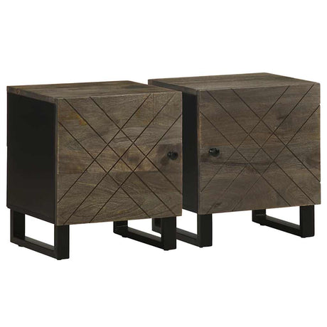 Bedside Cabinet Black 40X33X46 Cm Solid Wood Mango