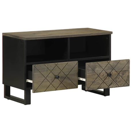 Tv Cabinet Black 70X33X46 Cm Solid Wood Mango