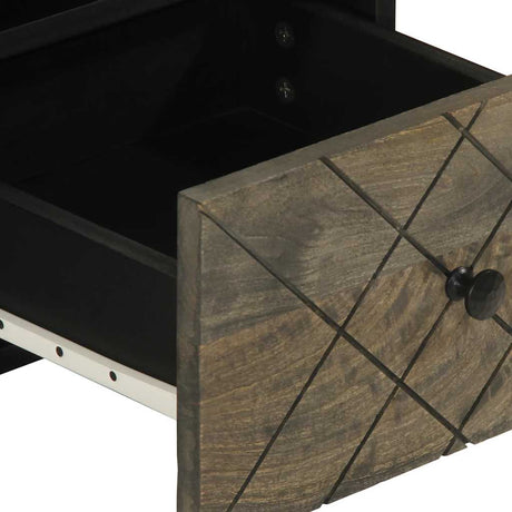 Tv Cabinet Black 70X33X46 Cm Solid Wood Mango