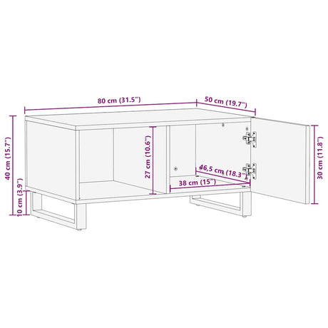 Coffee Table Black 80X50X40 Cm Solid Wood Mango
