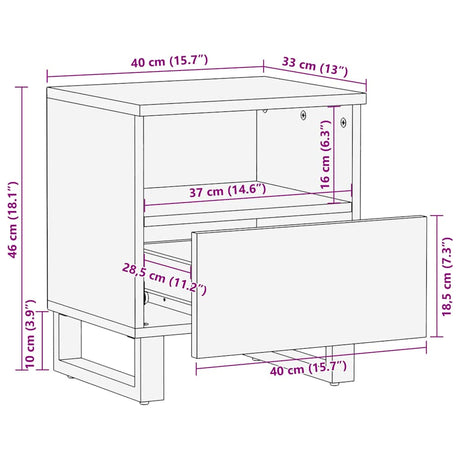 Bedside Cabinet Black 40X33X46 Cm Solid Wood Mango