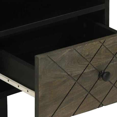 Bedside Cabinet Black 40X33X46 Cm Solid Wood Mango
