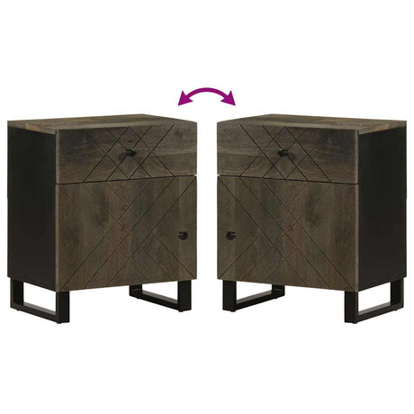 Bedside Cabinet Black 50X33X60 Cm Solid Wood Mango