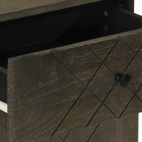 Bedside Cabinet Black 50X33X60 Cm Solid Wood Mango