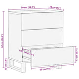 Bedside Cabinet Black 50X33X62 Cm Solid Wood Mango