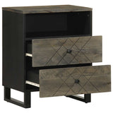 Bedside Cabinet Black 50X33X62 Cm Solid Wood Mango