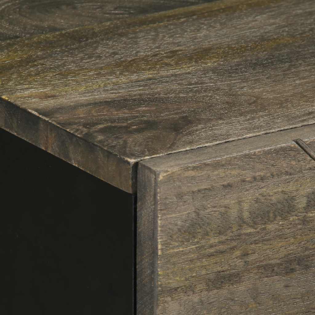 Bedside Cabinet Black 50X33X60 Cm Solid Wood Mango