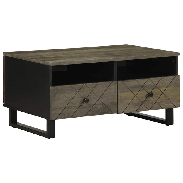 Coffee Table Black 80X54X40 Cm Solid Wood Mango