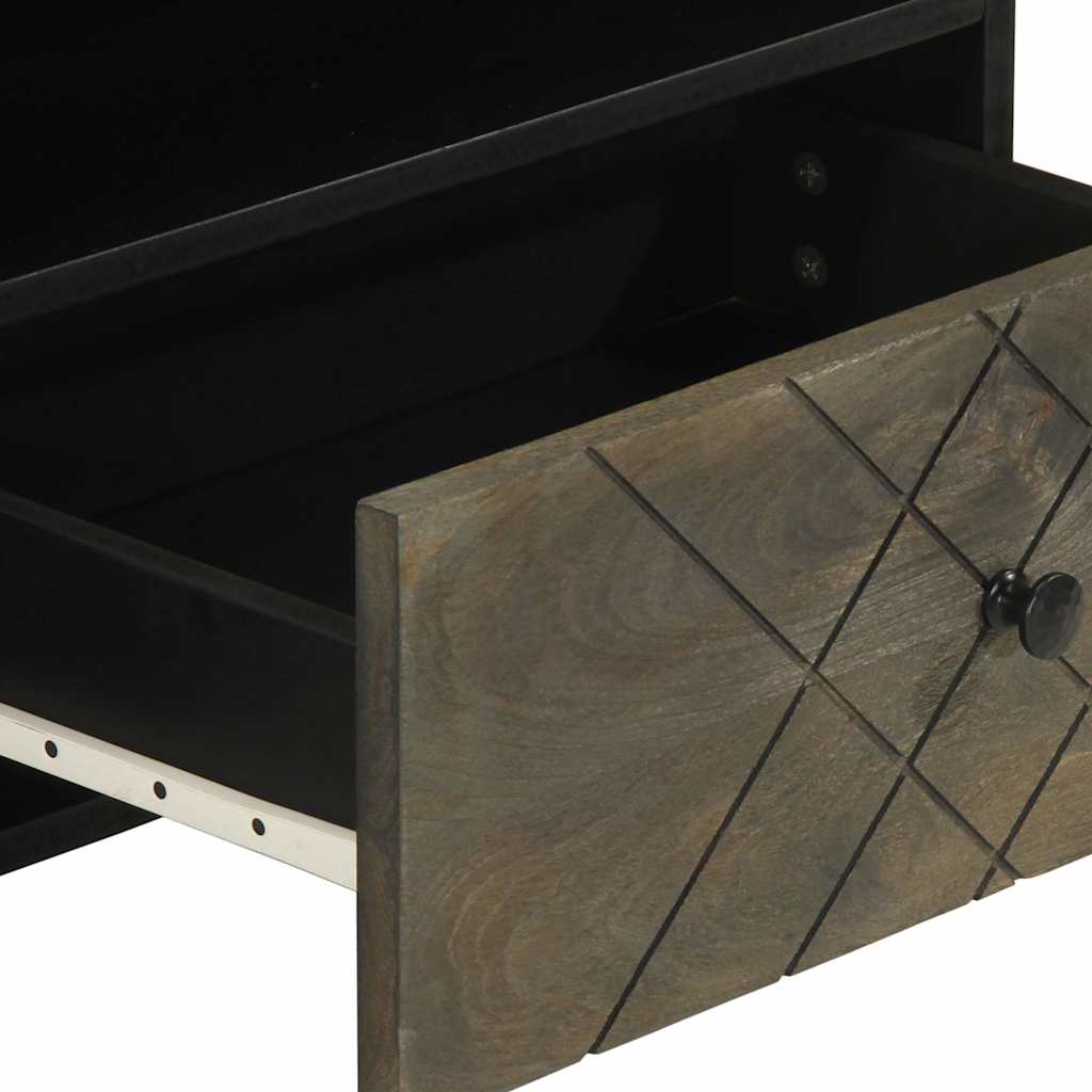Tv Cabinet Black 80X33X46 Cm Solid Wood Mango
