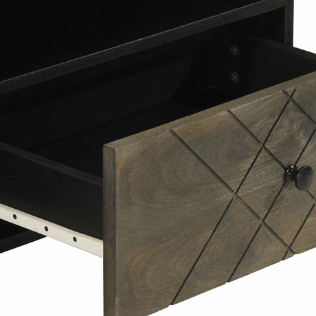 Tv Cabinet Black 80X33X46 Cm Solid Wood Mango