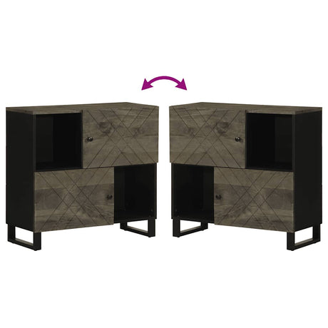 Sideboard Black 80X33X75 Cm Solid Wood Mango