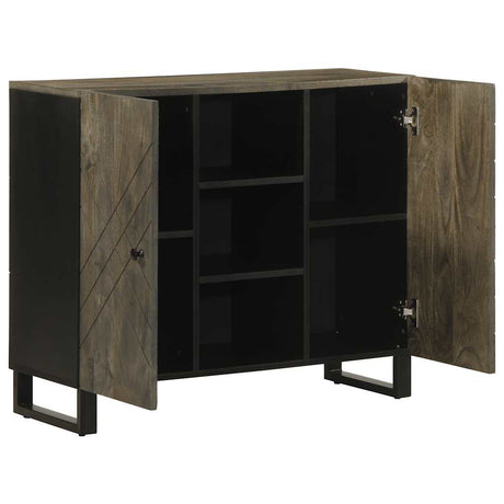 Sideboard Black 90X33X75 Cm Solid Wood Mango