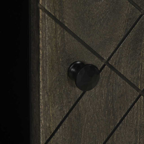 Sideboard Black 90X33X75 Cm Solid Wood Mango