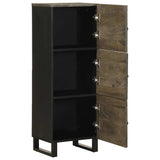 Highboard Black 40X33X110 Cm Solid Wood Mango
