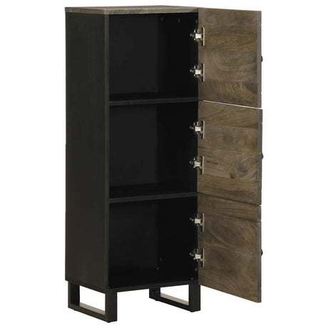 Highboard Black 40X33X110 Cm Solid Wood Mango