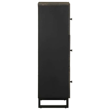 Highboard Black 40X33X110 Cm Solid Wood Mango