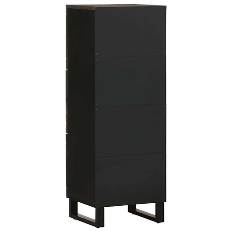 Highboard Black 40X33X110 Cm Solid Wood Mango