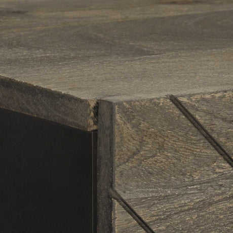 Highboard Black 40X33X110 Cm Solid Wood Mango