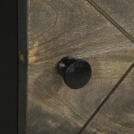 Highboard Black 40X33X110 Cm Solid Wood Mango