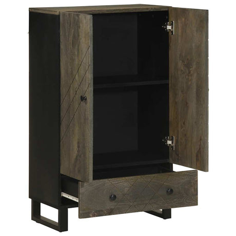 Highboard Black 60X33X100 Cm Solid Wood Mango