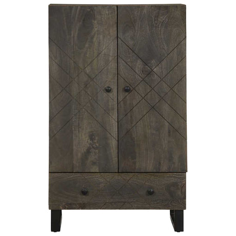 Highboard Black 60X33X100 Cm Solid Wood Mango