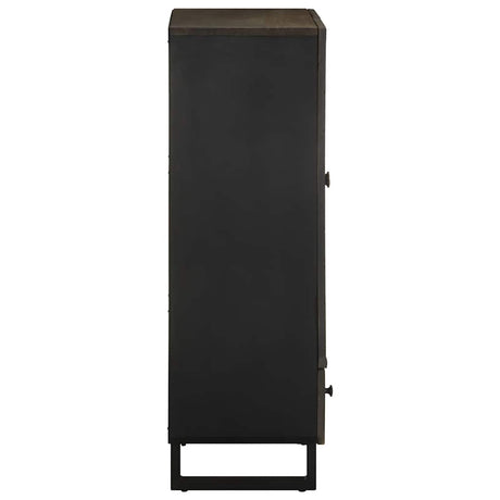Highboard Black 60X33X100 Cm Solid Wood Mango