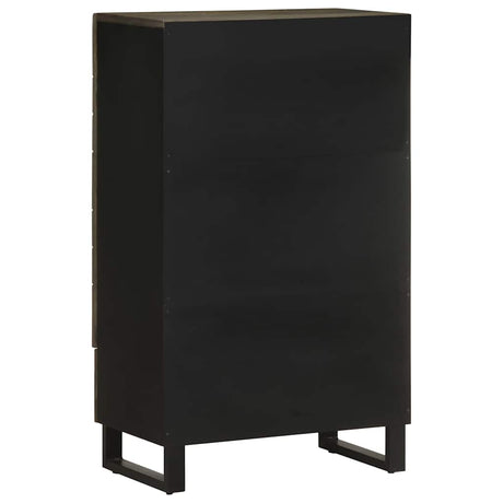 Highboard Black 60X33X100 Cm Solid Wood Mango