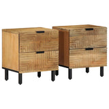 Bedside Cabinets 2 Pcs Brown 40X33X46 Cm Solid Wood Mango
