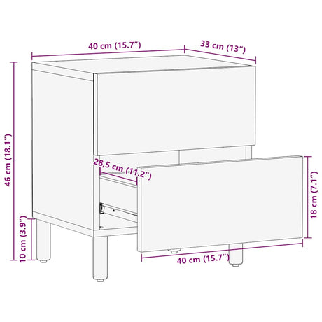 Bedside Cabinets 2 Pcs Brown 40X33X46 Cm Solid Wood Mango