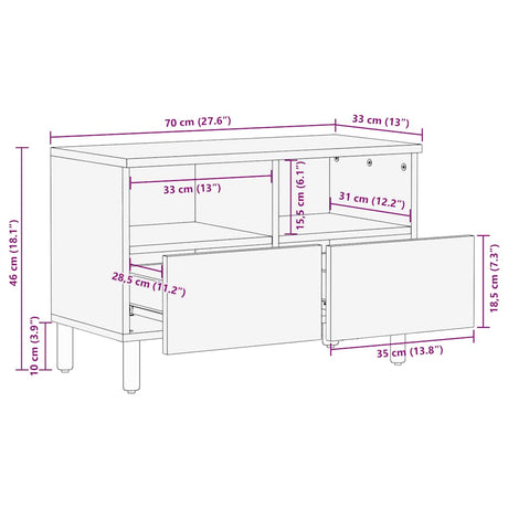 Tv Cabinet 70X33X46 Cm Solid Wood Mango