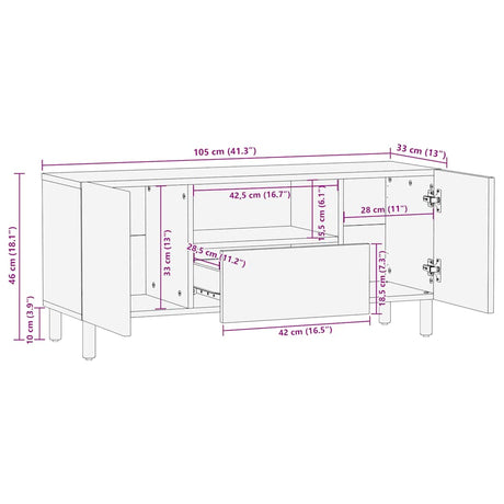 Tv Cabinet 105X33X46 Cm Solid Wood Mango